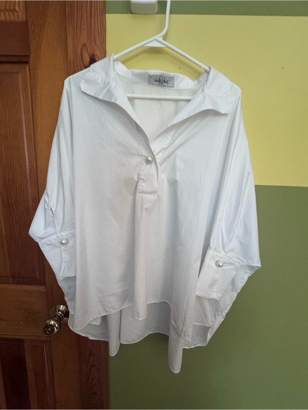 Carolina Herrera White Oversized Pearl-Button Blouse